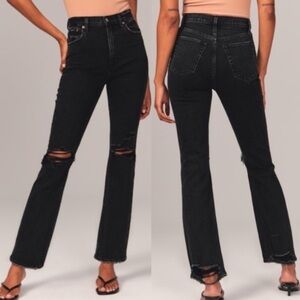A+F The Ankle Straight Ultra High Rise Distressed Minimalist Goth Edgy Jeans